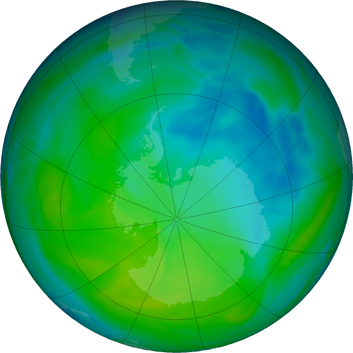 Antarctic ozone map for 21 December 2023